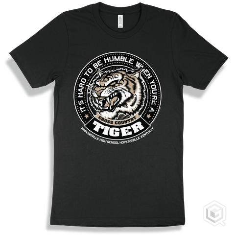 Hopkinsville High School Tigers Black T-Shirt - Hard To Be Humble Cross Country Design