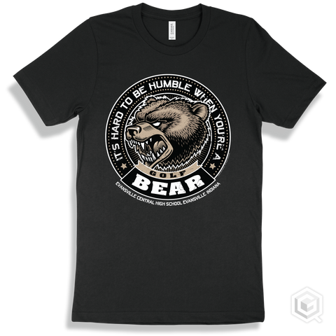 Evansville Central High School Bears Black T-Shirt - Hard To Be Humble Golf Design