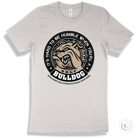 Rockdale Magnet School for Science and Technology Bulldogs White T-Shirt - Hard To Be Humble Golf Design