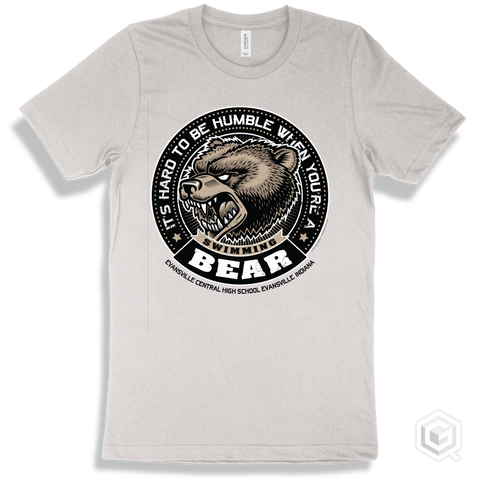 Evansville Central High School Bears White T-Shirt - Hard To Be Humble Swimming Design