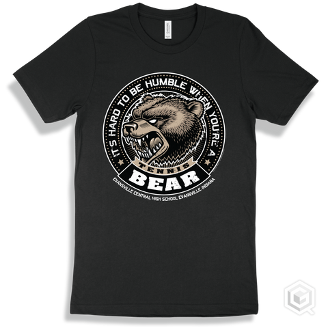Evansville Central High School Bears Black T-Shirt - Hard To Be Humble Tennis Design