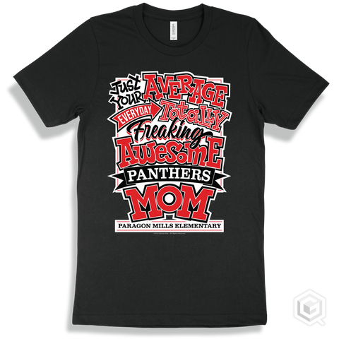 Panther Black T-shirt - Just Your Average Paragon Mills Elementary Panthers Mom Design