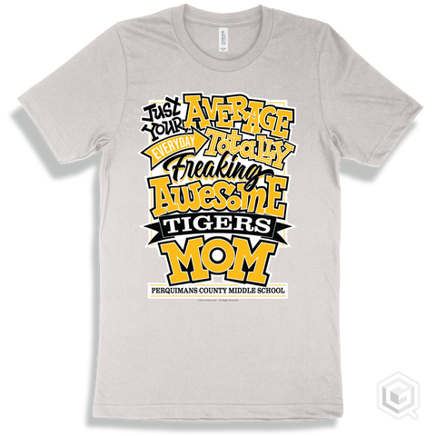 Tiger White T-shirt - Just Your Average Perquimans County Middle School Tigers Mom Design