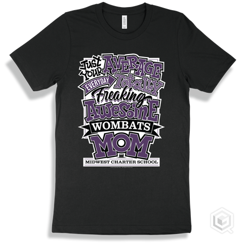 Wombat Black T-shirt - Just Your Average Midwest Charter School Wombats Mom Design