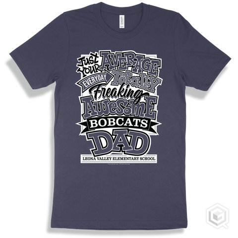 Bobcat Navy T-shirt - Just Your Average Leona Valley Elementary School Bobcats Dad Design