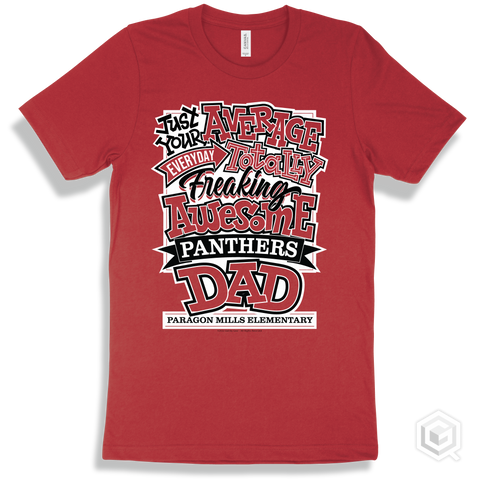 Panther Red T-shirt - Just Your Average Paragon Mills Elementary  Panthers Dad Design