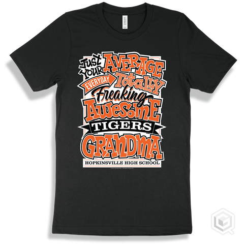 Tiger Black T-shirt - Just Your Average Hopkinsville High School Tigers Grandma Design