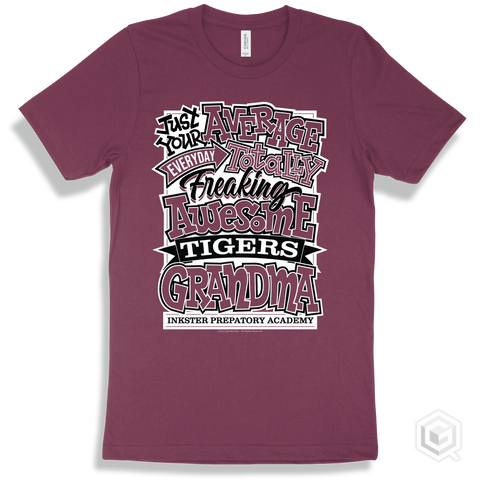 Tiger Maroon T-shirt - Just Your Average Inkster Prepatory Academy Tigers Grandma Design