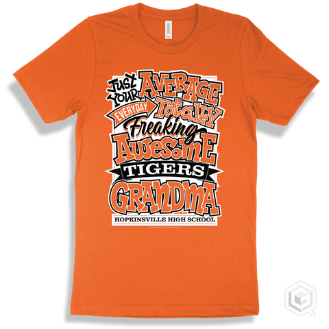 Tiger Orange T-shirt - Just Your Average Hopkinsville High School Tigers Grandma Design