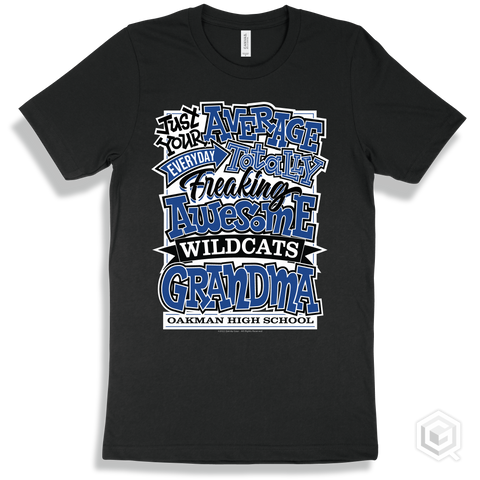 Wildcat Black T-shirt - Just Your Average Oakman High School Wildcats Grandma Design