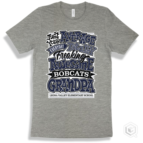 Bobcat Athletic Heather T-shirt - Just Your Average Leona Valley Elementary School Bobcats Grandpa Design