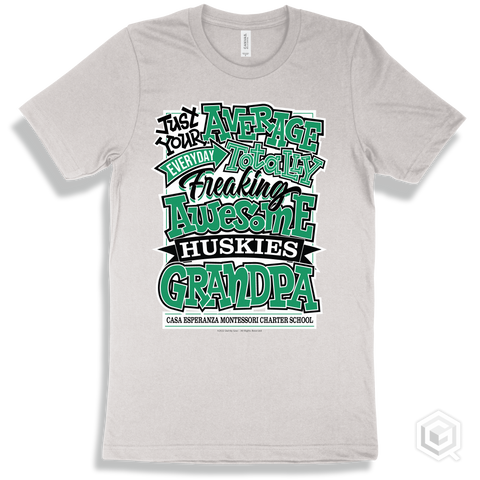 Husky White T-shirt - Just Your Average Casa Esperanza Montessori Charter School Huskies Grandpa Design