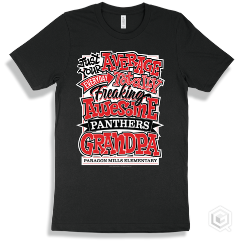 Panther Black T-shirt - Just Your Average Paragon Mills Elementary  Panthers Grandpa Design