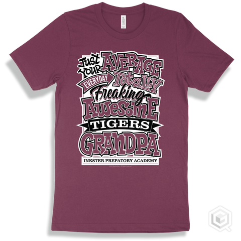 Tiger Maroon T-shirt - Just Your Average Inkster Prepatory Academy Tigers Grandpa Design