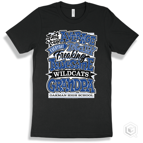Wildcat Black T-shirt - Just Your Average Oakman High School Wildcats Grandpa Design