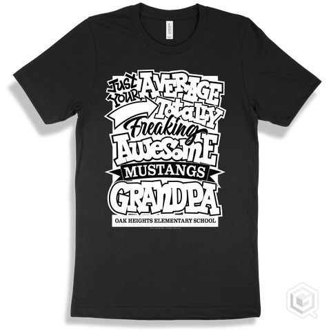 Mustang Black T-shirt - Just Your Average Oak Heights Elementary School Mustangs Grandpa Design