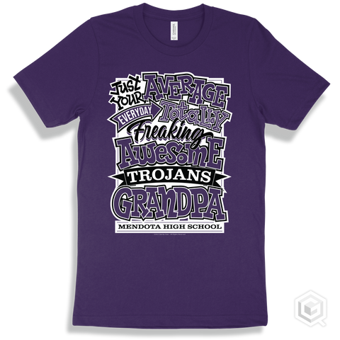 Trojan Team Purple T-shirt - Just Your Average Mendota High School Trojans Grandpa Design