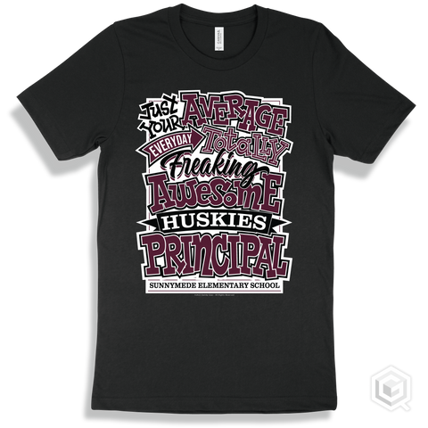 Husky Black T-shirt - Just Your Average Sunnymede Elementary School Huskies Principal Design