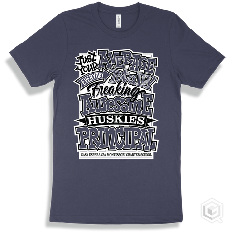 Husky Navy T-shirt - Just Your Average Casa Esperanza Montessori Charter School Huskies Principal Design