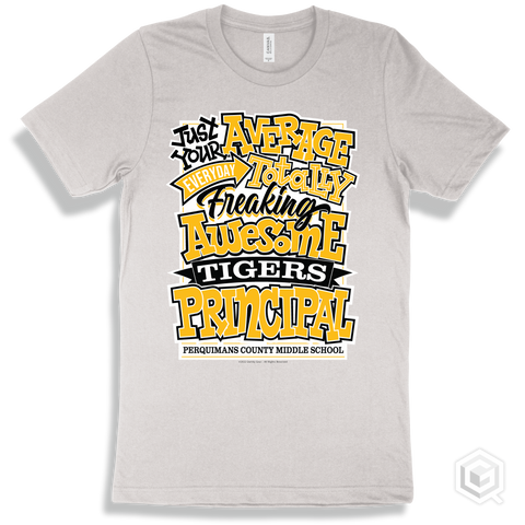 Tiger White T-shirt - Just Your Average Perquimans County Middle School Tigers Principal Design