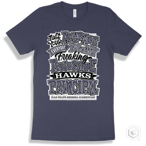 Hawk Navy T-shirt - Just Your Average Juan Felipe Herrera Elementary Hawks Principal Design