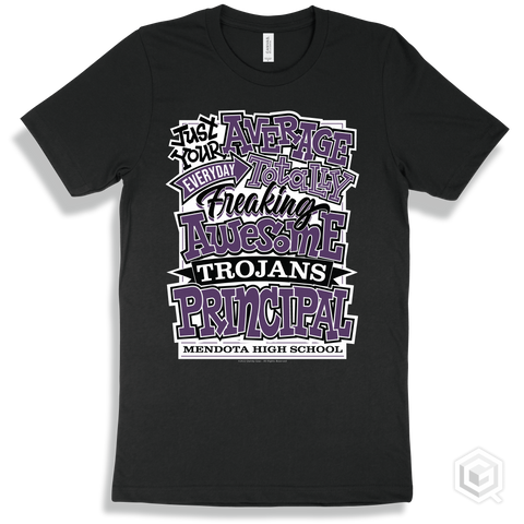 Trojan Black T-shirt - Just Your Average Mendota High School Trojans Principal Design