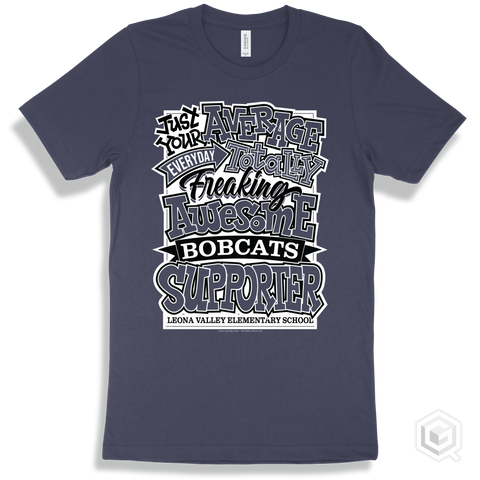 Bobcat Navy T-shirt - Just Your Average Leona Valley Elementary School Bobcats Supporter Design