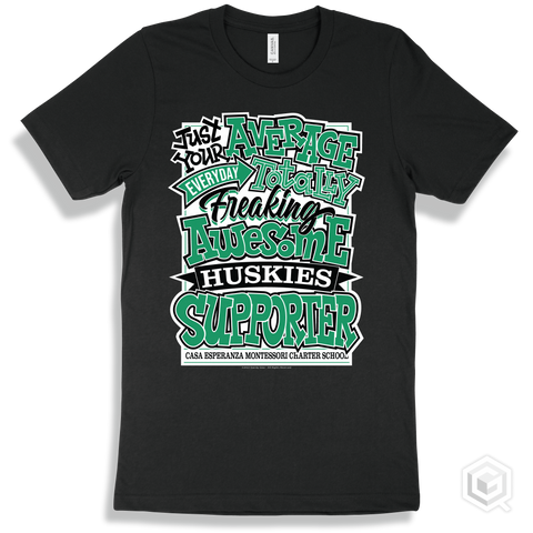 Husky Black T-shirt - Just Your Average Casa Esperanza Montessori Charter School Huskies Supporter Design