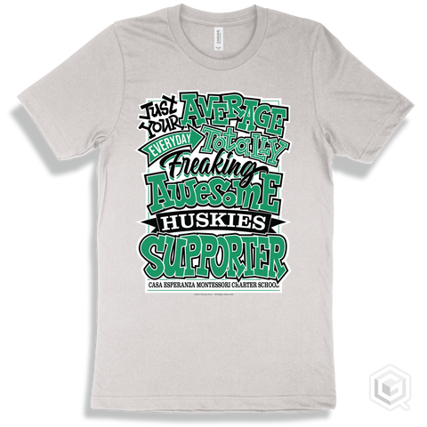 Husky White T-shirt - Just Your Average Casa Esperanza Montessori Charter School Huskies Supporter Design