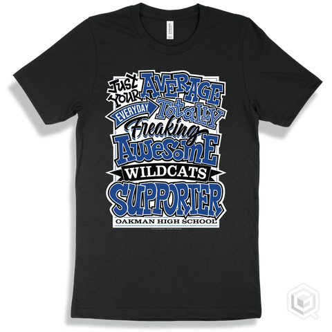Wildcat Black T-shirt - Just Your Average Oakman High School Wildcats Supporter Design