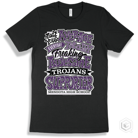 Trojan Black T-shirt - Just Your Average Mendota High School Trojans Supporter Design