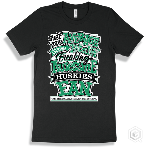 Husky Black T-shirt - Just Your Average Casa Esperanza Montessori Charter School Huskies Fan Design