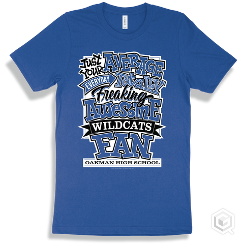Wildcat True Royal T-shirt - Just Your Average Oakman High School Wildcats Fan Design
