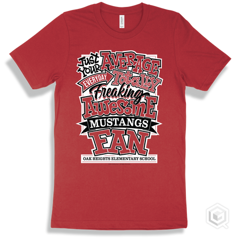 Mustang Red T-shirt - Just Your Average Oak Heights Elementary School Mustangs Fan Design
