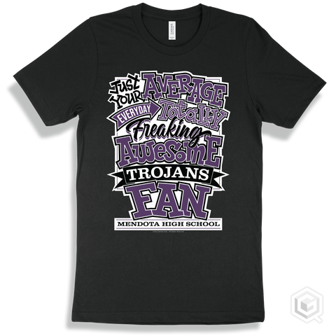 Trojan Black T-shirt - Just Your Average Mendota High School Trojans Fan Design
