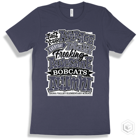 Bobcat Navy T-shirt - Just Your Average Leona Valley Elementary School Bobcats Alumni Design