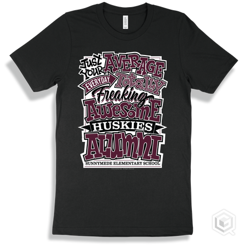 Husky Black T-shirt - Just Your Average Sunnymede Elementary School Huskies Alumni Design