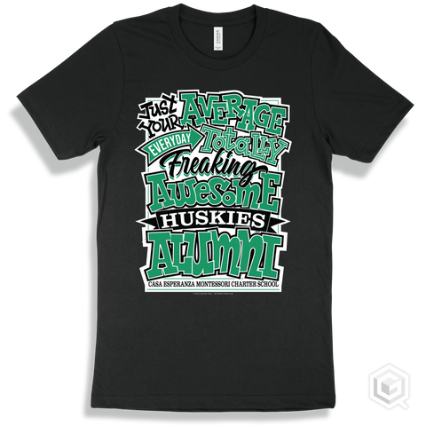 Husky Black T-shirt - Just Your Average Casa Esperanza Montessori Charter School Huskies Alumni Design