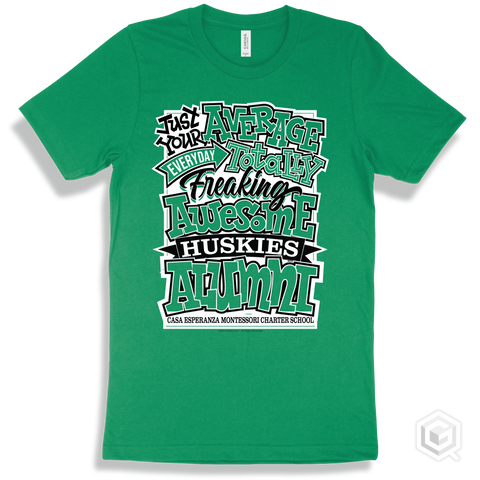 Husky Kelly Green T-shirt - Just Your Average Casa Esperanza Montessori Charter School Huskies Alumni Design