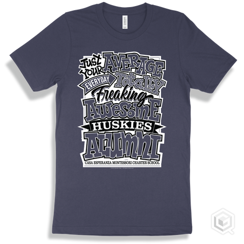 Husky Navy T-shirt - Just Your Average Casa Esperanza Montessori Charter School Huskies Alumni Design