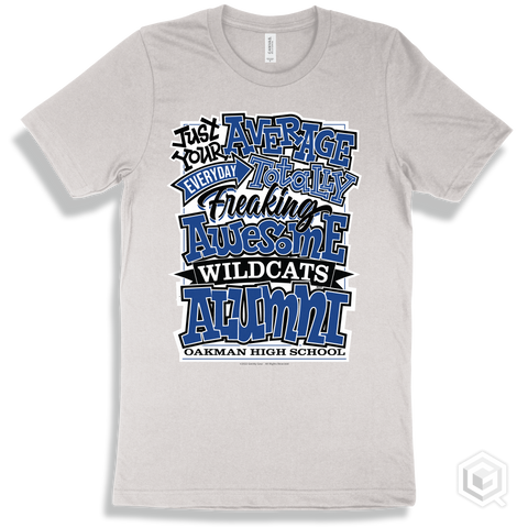 Wildcat White T-shirt - Just Your Average Oakman High School Wildcats Alumni Design