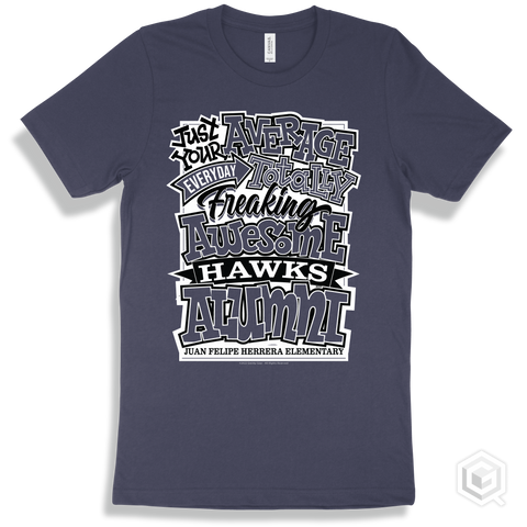 Hawk Navy T-shirt - Just Your Average Juan Felipe Herrera Elementary Hawks Alumni Design