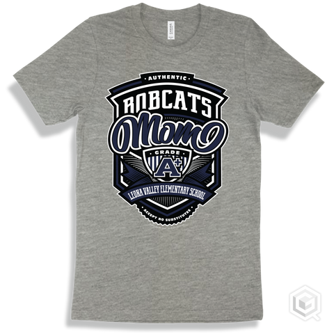 Bobcat Athletic Heather T-shirt - Authentic Grade A Plus Leona Valley Elementary School Bobcats Mom Design
