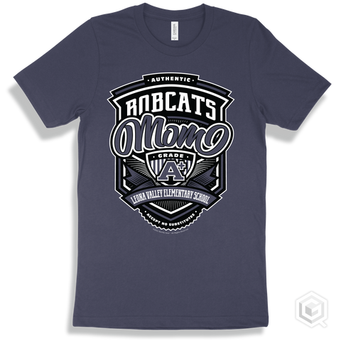 Bobcat Navy T-shirt - Authentic Grade A Plus Leona Valley Elementary School Bobcats Mom Design