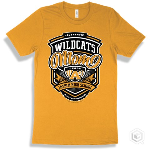 Wildcat Gold T-shirt - Authentic Grade A Plus Jasper High School Wildcats Mom Design