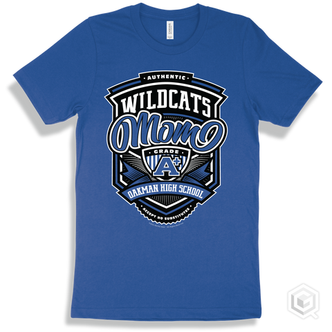 Wildcat True Royal T-shirt - Authentic Grade A Plus Oakman High School Wildcats Mom Design
