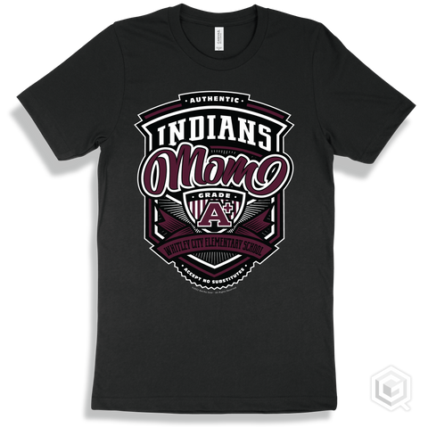 Indian Black T-shirt - Authentic Grade A Plus Whitley City Elementary School Indians Mom Design