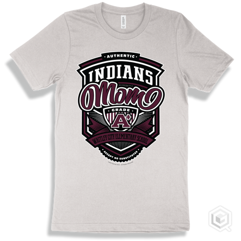 Indian White T-shirt - Authentic Grade A Plus Whitley City Elementary School Indians Mom Design