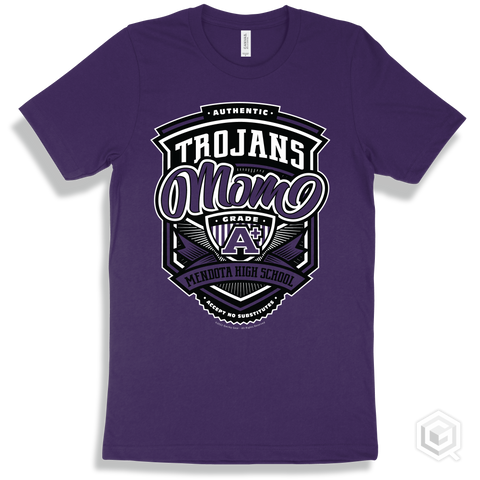 Trojan Team Purple T-shirt - Authentic Grade A Plus Mendota High School Trojans Mom Design