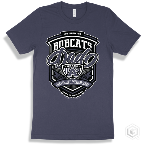 Bobcat Navy T-shirt - Authentic Grade A Plus Leona Valley Elementary School Bobcats Dad Design